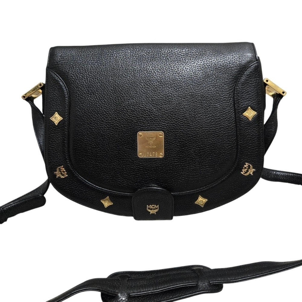 MCM Vintage Black Leather Crossbodyโ Bag